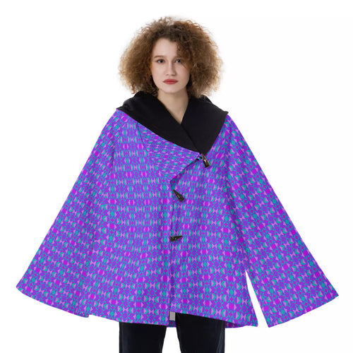 All-Over Print Women's Hooded Flared Coat