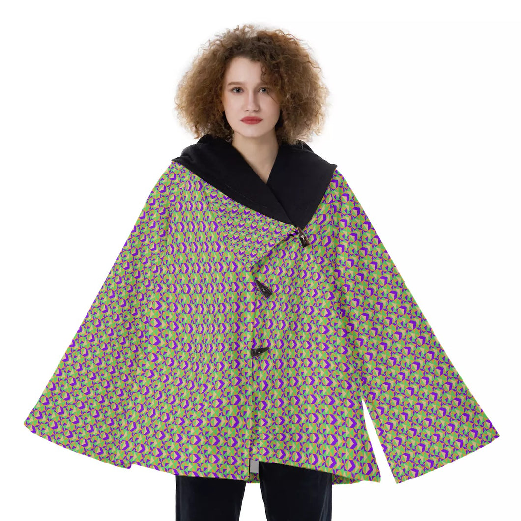 All-Over Print Women's Hooded Flared Coat