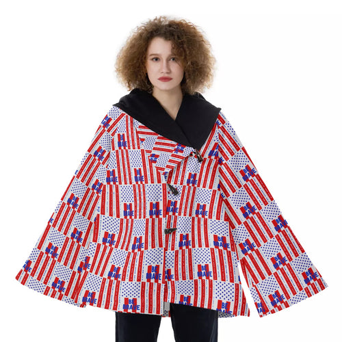 All-Over Print Women's Hooded Flared Coat
