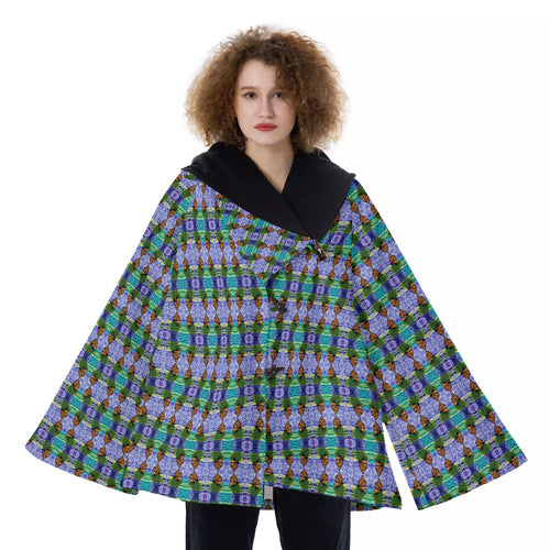 All-Over Print Women's Hooded Flared Coat