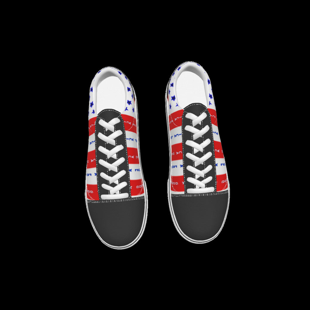 All-Over Print Kid's Leather stitching canvas shoes