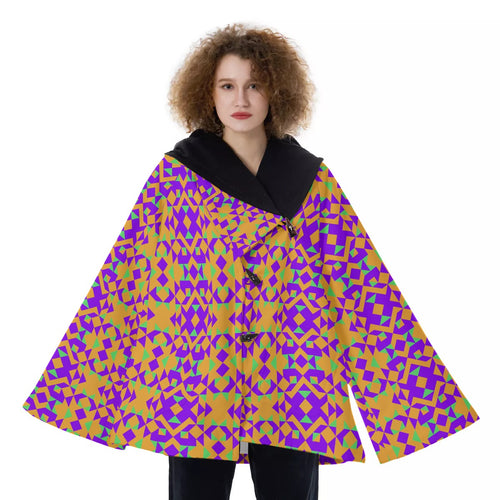 All-Over Print Women's Hooded Flared Coat