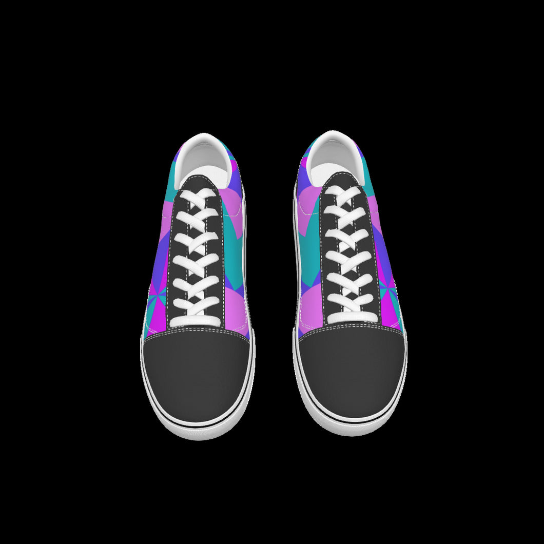 All-Over Print Kid's Leather stitching canvas shoes
