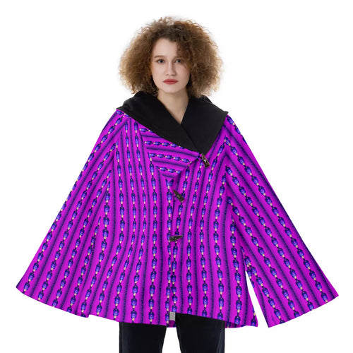 All-Over Print Women's Hooded Flared Coat