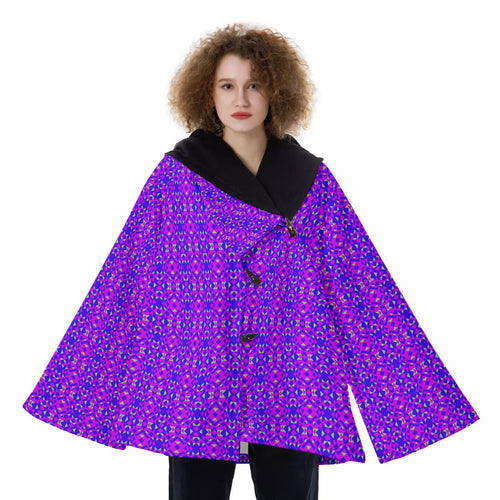 All-Over Print Women's Hooded Flared Coat