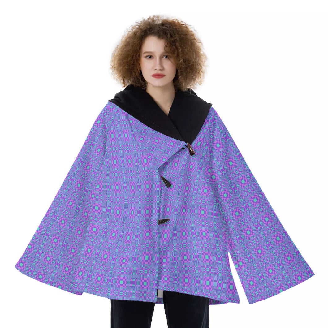 All-Over Print Women's Hooded Flared Coat