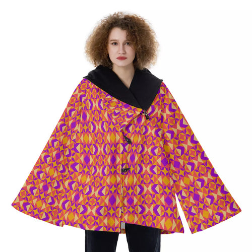 All-Over Print Women's Hooded Flared Coat