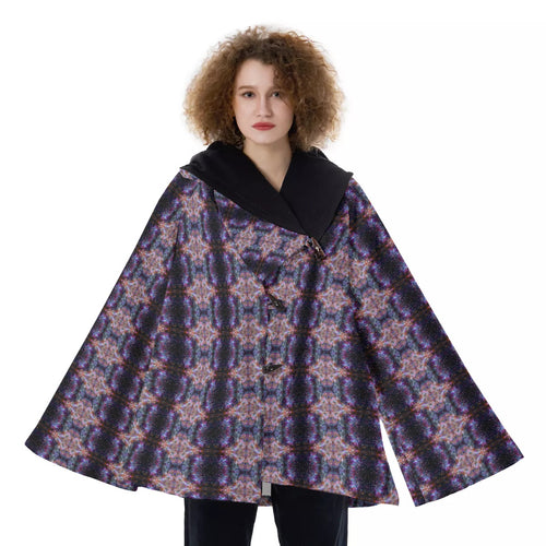 All-Over Print Women's Hooded Flared Coat