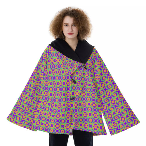 All-Over Print Women's Hooded Flared Coat