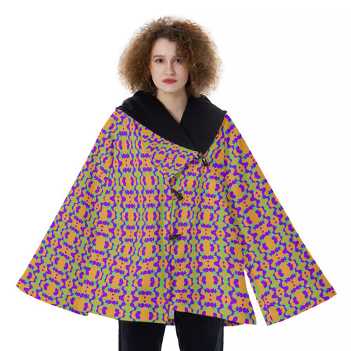 All-Over Print Women's Hooded Flared Coat