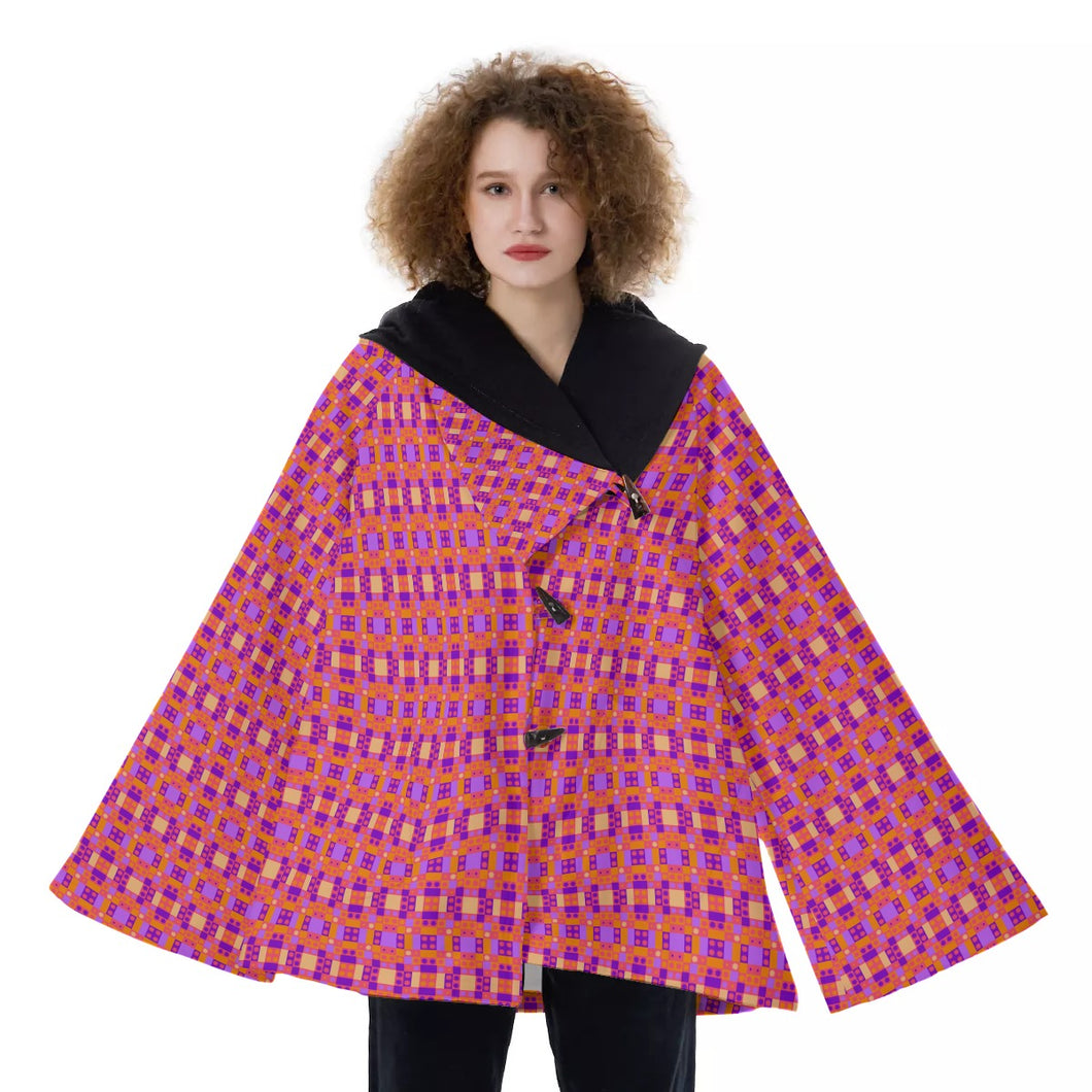 All-Over Print Women's Hooded Flared Coat
